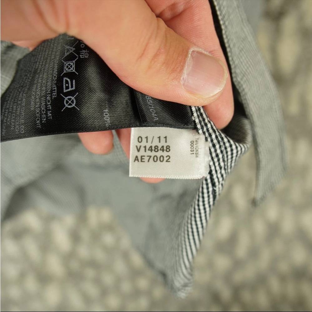 Adidas SLVR Button Up Long Sleeve Shirt Mens Large Gray Check Pattern Cotton - Picture 9 of 13